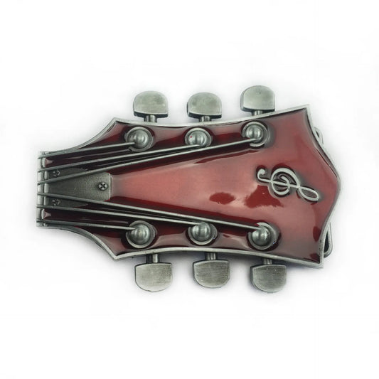BULLZINE Zinc Alloy Black Guitar Belt Buckle 02744