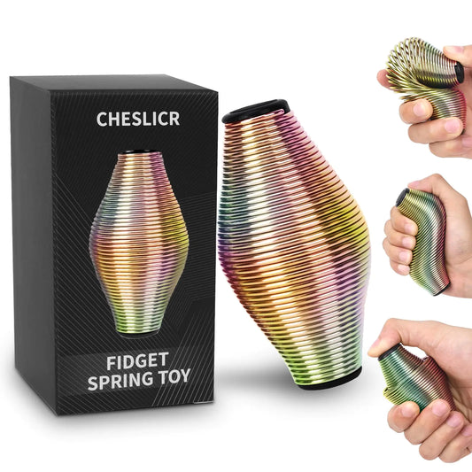 CHESLICR Metal Fidget Spring Toys Adults Christmas Stocking Stuffer Gift for Teen Boy Men Stainless Steel Stress Ball Figette Toys Cool Gadget Office Desk ADHD Toys Quiet Anxiety Relief Item