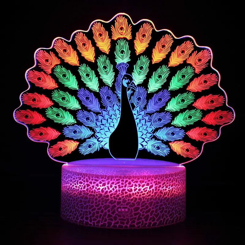 3D Heart Illusion LED Night Light with Remote Control