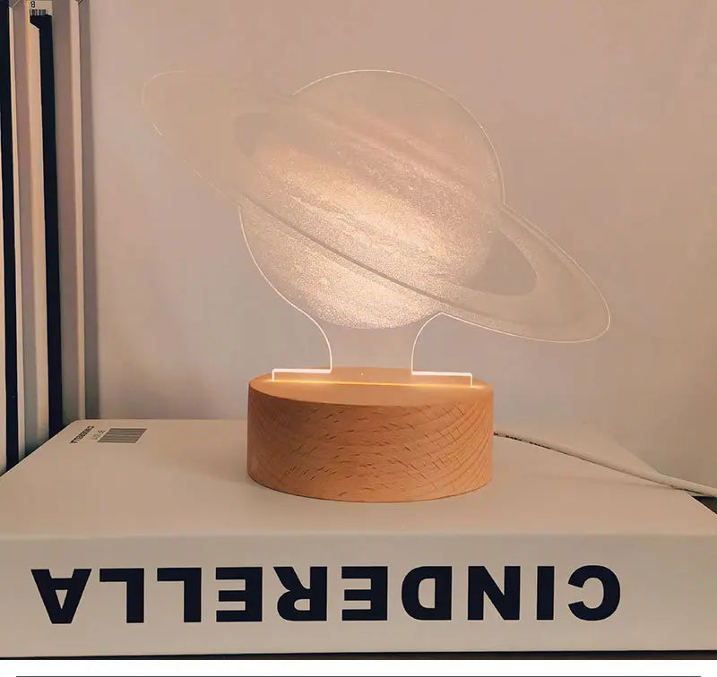 3D Night Light Moon Lamp with Acrylic & Wood Base