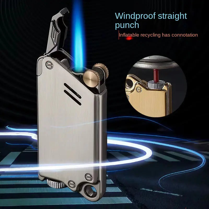 Metal Grinding Wheel Windproof Lighter with Blue Flame
