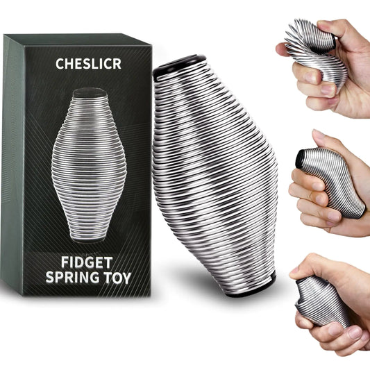 CHESLICR Metal Fidget Spring Toys Adults 20LB Stainless Steel Stress Ball Toys Cool Gadget Office Desk Toys Quiet ADHD Figette Toy Silent Anxiety Relief Item Stocking Stuffer Gift for Teen Boy Men