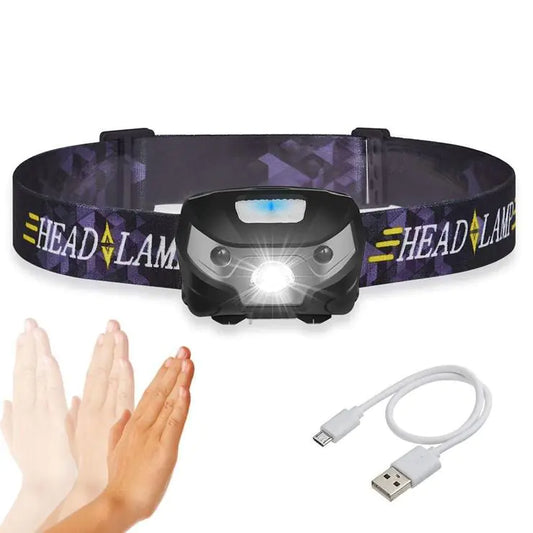 Smart Sensor Headlamp, USB Rechargeable T6 Waterproof LED