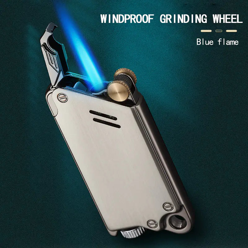 Metal Grinding Wheel Windproof Lighter with Blue Flame