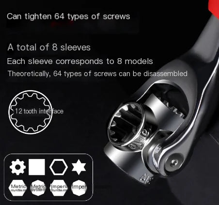 52-in-1 Multi-Function Wrench Set with Hex and Socket