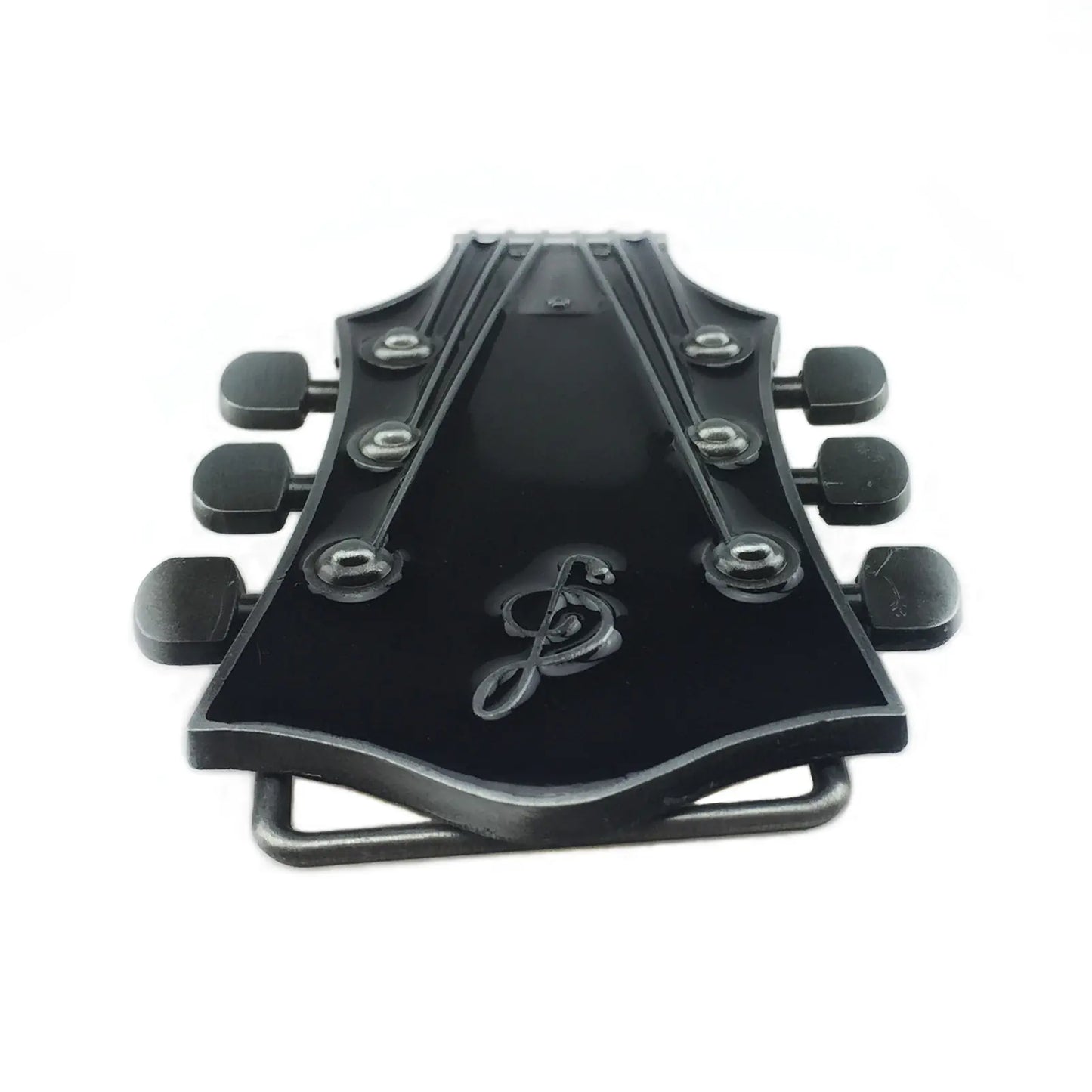BULLZINE Zinc Alloy Black Guitar Belt Buckle 02744