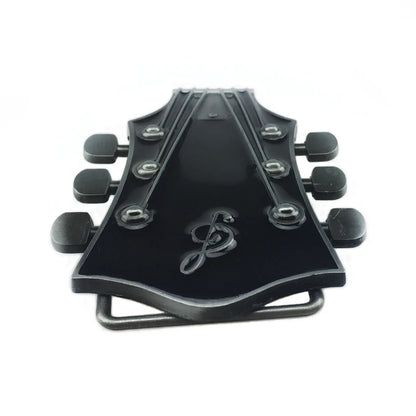 BULLZINE Zinc Alloy Black Guitar Belt Buckle 02744