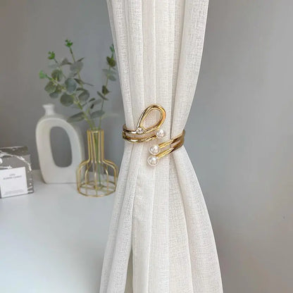 Decorative Metal Curtain Tiebacks with Faux Pearl (1pc)