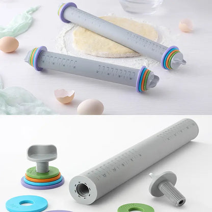 Adjustable Rolling Pin with Removable Thickness Rings