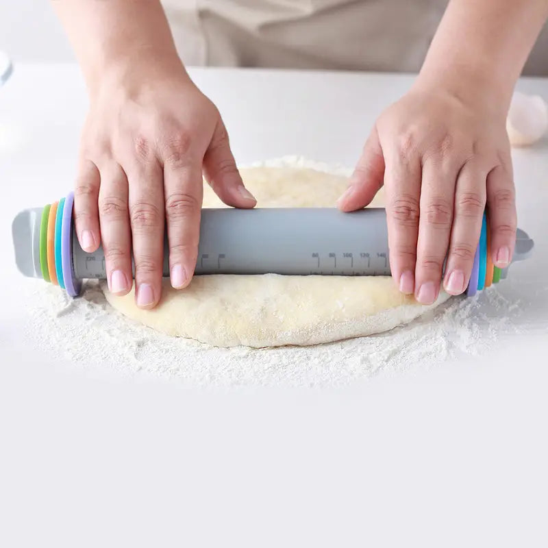 Adjustable Rolling Pin with Removable Thickness Rings