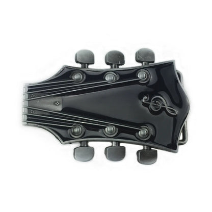 BULLZINE Zinc Alloy Black Guitar Belt Buckle 02744