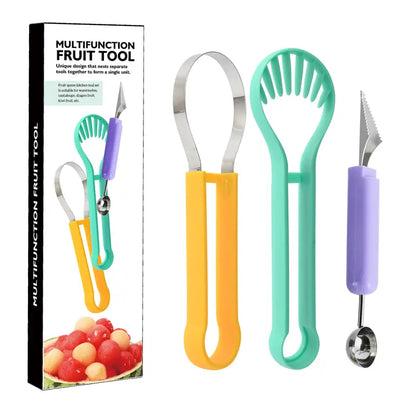 3-Piece Fruit Carving Knife Set with Melon and Ice Cream Scoops