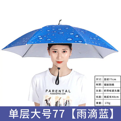 Double-Layer Waterproof Fishing Umbrella Hat for Outdoors