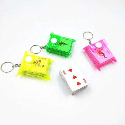 Creative Mini Playing Cards Keychain - Cartoon Pendant