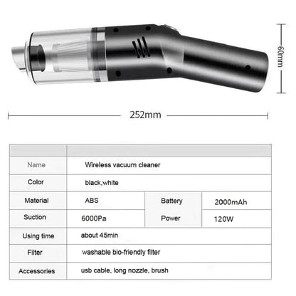 Mini Car Vacuum Cleaner for Wet & Dry Wireless Charging
