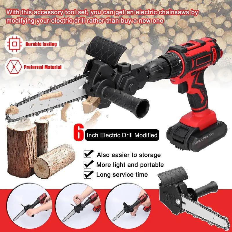 Drill-to-Saw Converter for DIY Woodworking Tools