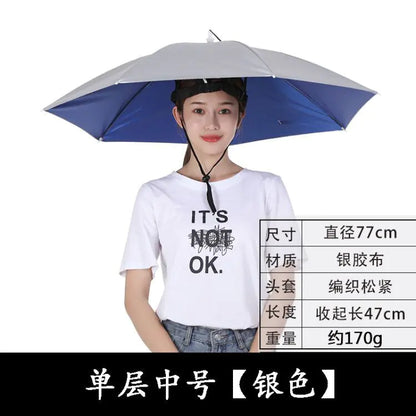 Double-Layer Waterproof Fishing Umbrella Hat for Outdoors
