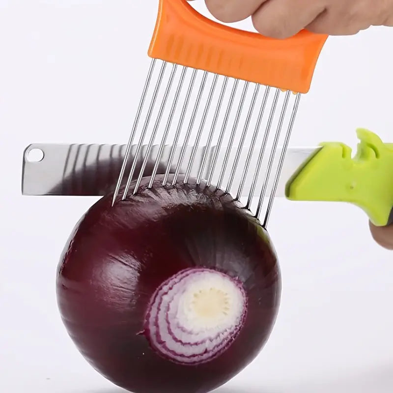 Stainless Steel Onion Inserter and Fixed Slicer Tool