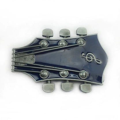 BULLZINE Zinc Alloy Black Guitar Belt Buckle 02744