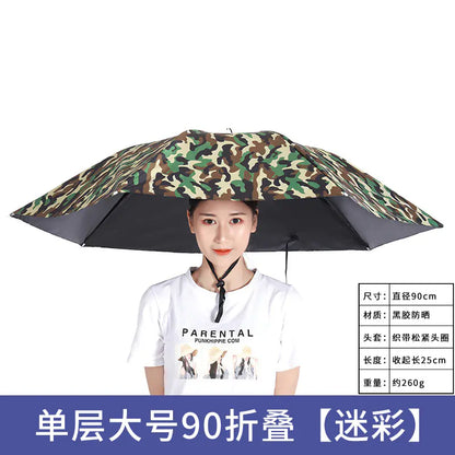 Double-Layer Waterproof Fishing Umbrella Hat for Outdoors